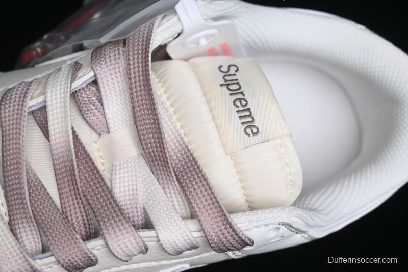 Nike SB Dunk Low Supreme Collaboration - White Brown Split Swoosh Anniversary High-End Custom Low-Top Casual Skate Shoes - BB8675-113