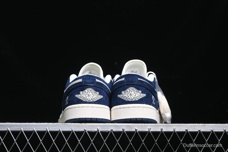 Nike Air Jordan 1 Low OF Collaboration - Premium Custom Retro Basketball Shoes in Blue Grey - DM9188-003