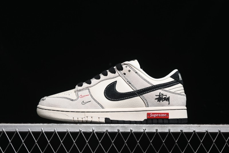 Nike SB Dunk Low Stussy Collaboration - Embroidered Black Swoosh Anniversary High-End Custom Low-Top Casual Sneakers - MM1089-031