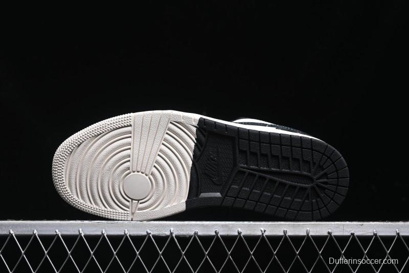 Nike Air Jordan 1 Low AJ1 Supreme Collaboration - Black White Two-Tone Retro Basketball Shoes - SJ9950-021