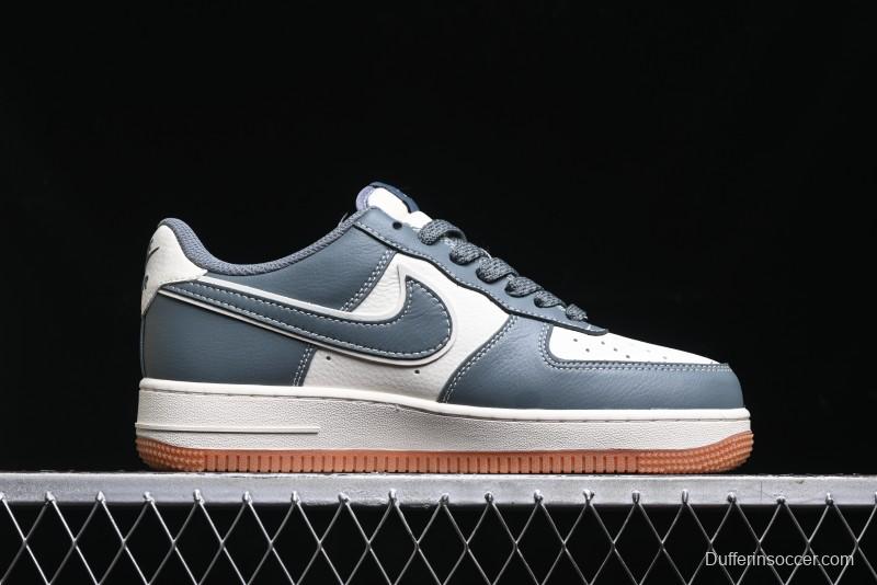 Nike Air Force 1 '07 Low Stussy Collaboration - Grey White Gum Sole Low-Top Casual Sneakers - XZ9688-101