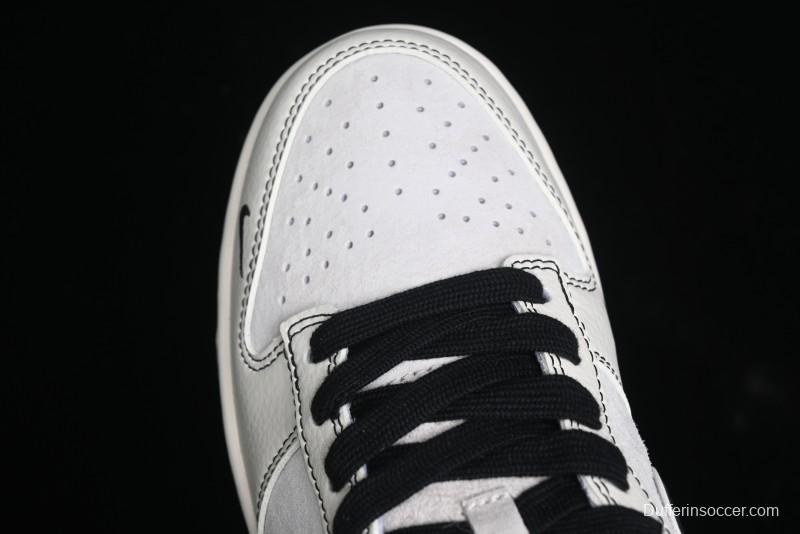 Nike SB Dunk Low Supreme Collaboration - Black Stitch Mini Swoosh Custom Low-Top Casual Skate Shoes - XX3186-302