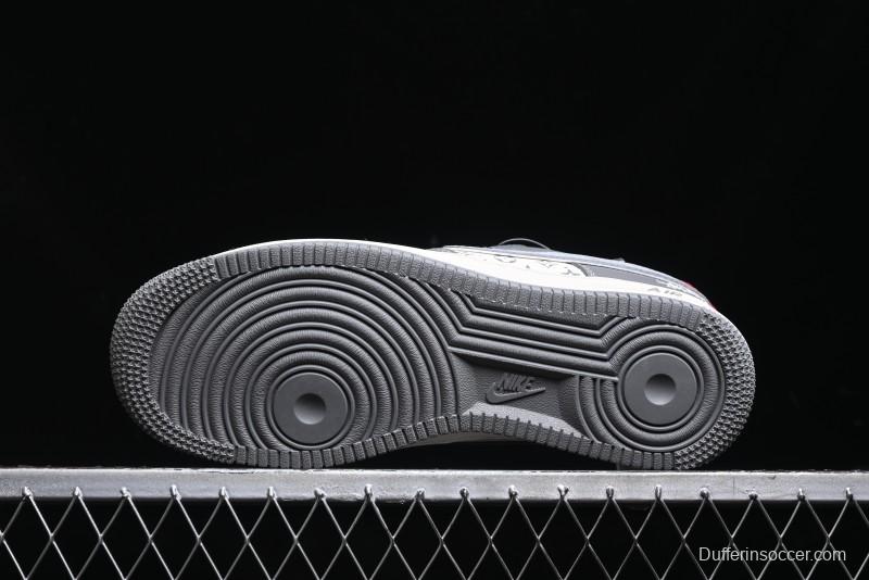 Nike Air Force 1 '07 Low Stussy Collaboration - Beige Grey Red Print Casual Sneakers - XZ6188-338