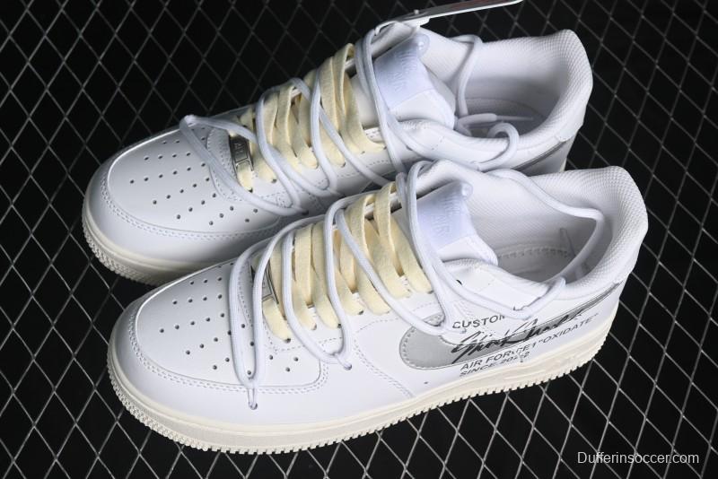 Nike Air Force 1 '07 Low Silver Hook Off-White Style Casual Sneakers - ZH0316-049