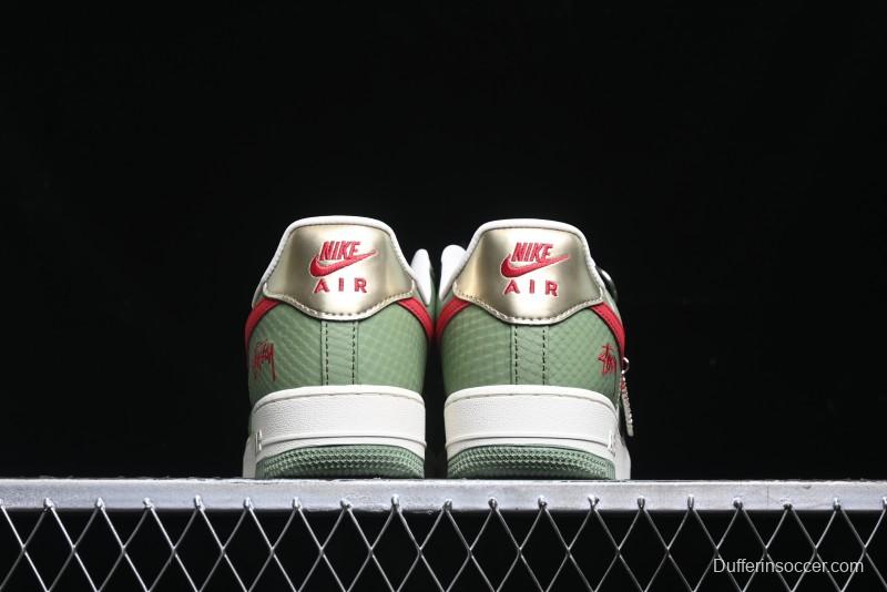 Nike Air Force 1 '07 Low Stussy Collaboration - Snake Green Low-Top Casual Sneakers - KK1988-028