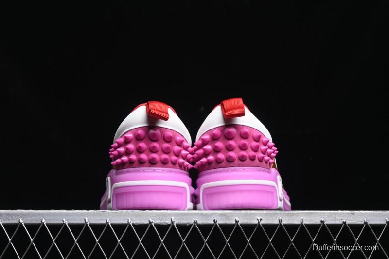 Christian Louboutin Funnyto Flat French Luxury Brand Low-Top Sneakers in Purple Color Block - X.D4