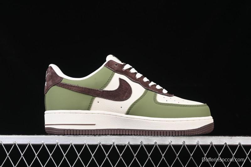 Nike Air Force 1 '07 Low Stussy Collaboration - Green Brown Low-Top Casual Sneakers - KK1988-038