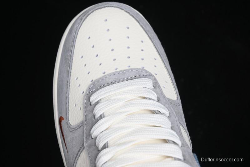 Nike Air Force 1 '07 Low Stussy Collaboration - Grey Brown Flyknit Low-Top Casual Sneakers - KK1988-025