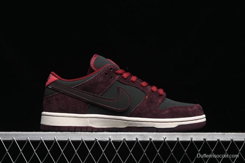 Nike SB Dunk Low Bordeaux Red Skate Shoes Collaboration with Riot Skateshop - FZ1289-200