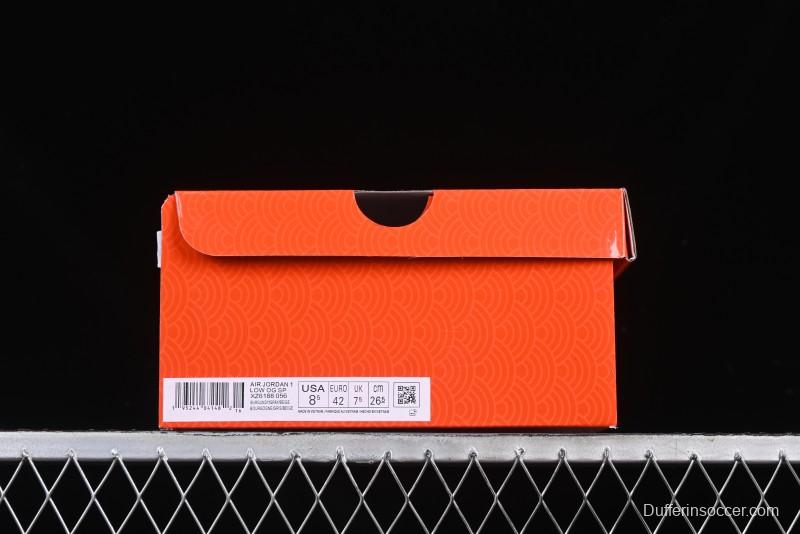 Nike Travis Scott x Fragment Design x Air Jordan 1 Low OG SP AJ1 Retro Sneakers with Reverse Swoosh - XZ6188-056