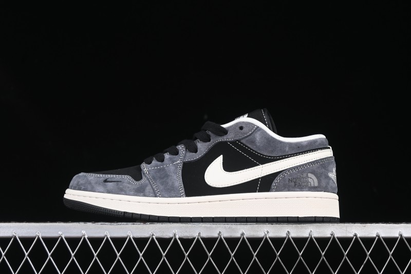 Nike Air Jordan 1 Low The North Face Collaboration Black Grey White Swoosh High-End Custom Retro Basketball Shoes - XX3318-510