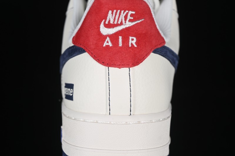 Nike Air Force 1 '07 Low Supreme Collaboration Sneakers with Red Tab and Blue Swoosh - BB7518-021