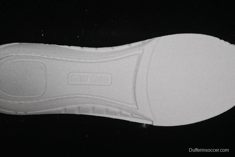 Miu Miu Suede Round Toe Lace-Up Women's Low-Top Casual Shoes in Beige - 99D4