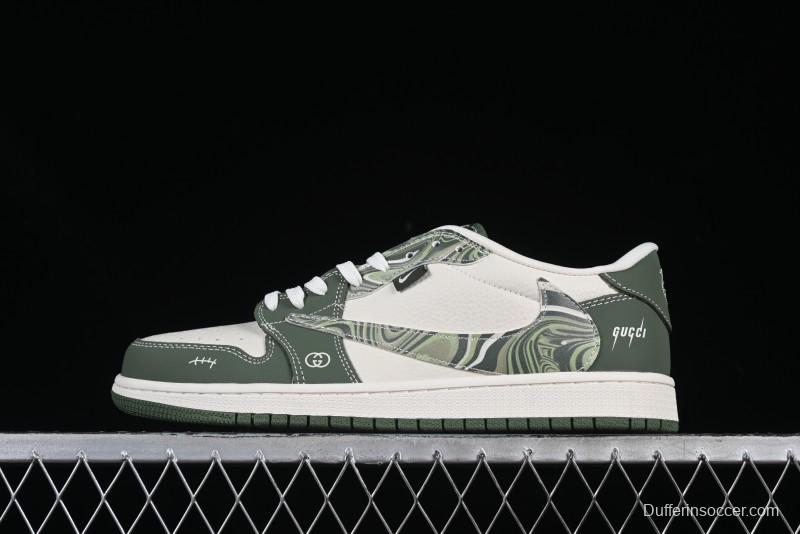 Nike Travis Scott x Fragment Design x Air Jordan 1 Low OG SP AJ1 Retro Sneakers in Wave Green - XS2024-004