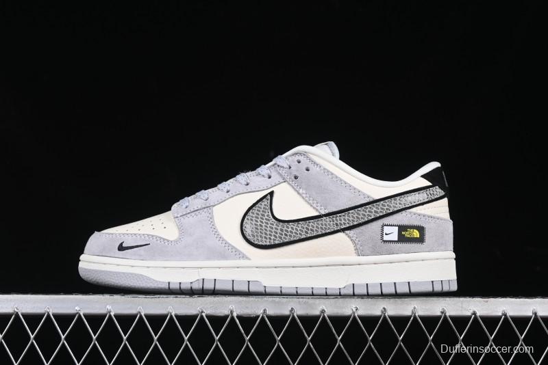 Nike SB Dunk Low The North Face Year of the Snake Grey White Grey Swoosh Anniversary Custom Low-Top Casual Skate Shoes - KK1333-019