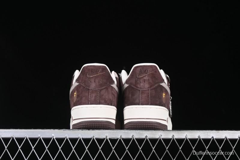 Nike Air Force 1 '07 Low BAPE Collaboration Grey Green Brown Low-Top Casual Sneakers - KK1988-039