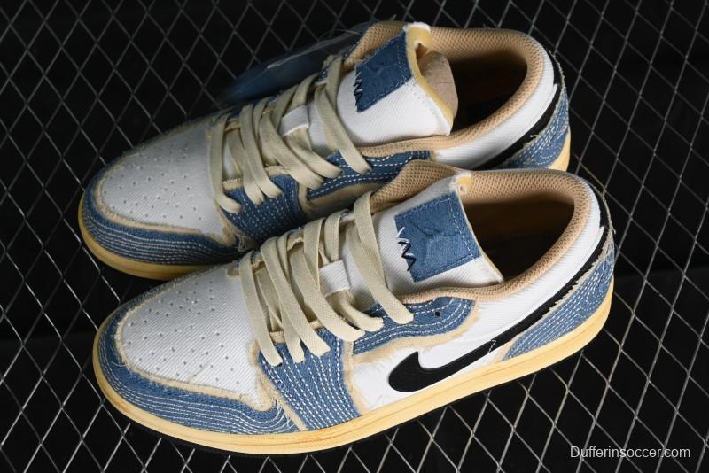 Nike Air Jordan 1 Low SE "WRMK" AJ1 Sashiko Stitch Low-Top Casual Sneakers - FN7670-493