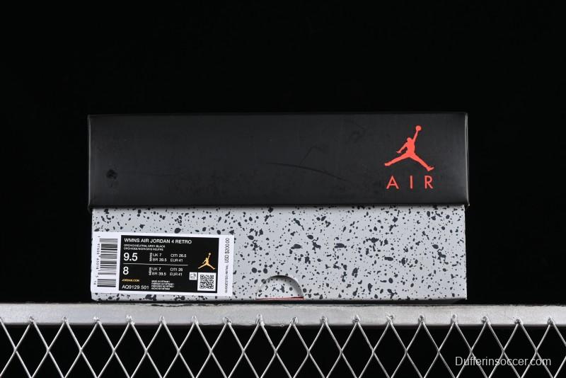 Nike Air Jordan 4 Retro "Orchid" Sneakers with Suede Upper and Cement Grey Accents - AQ9129-501