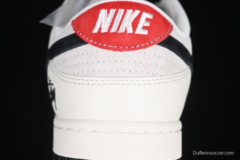 Nike SB Dunk Low Stussy Collaboration Black Blue Suede Anniversary Custom Low-Top Casual Skate Shoes - XS1086-013