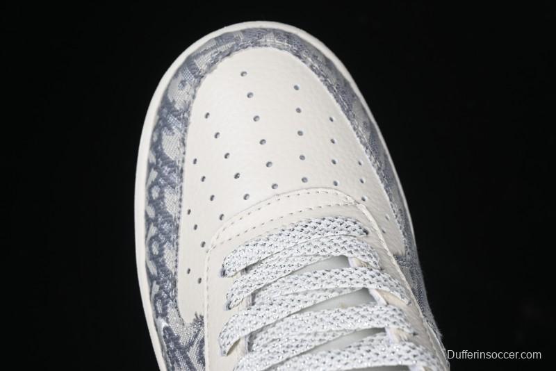 Nike Air Force 1 '07 Low Dior Collaboration - Grey Pattern Low-Top Casual Sneakers - DF0188-021