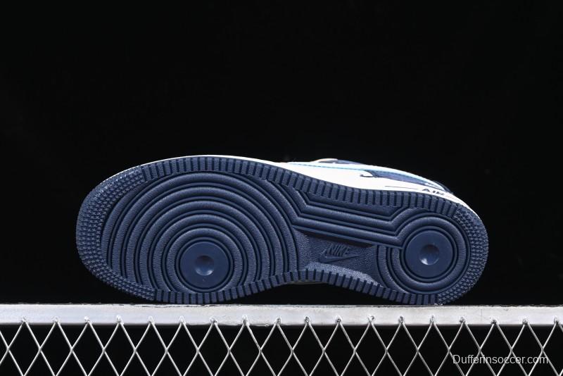 Nike Air Force 1 '07 Low Stussy Collaboration Light Blue White Transparent Swoosh Low-Top Casual Sneakers - DM6688-055