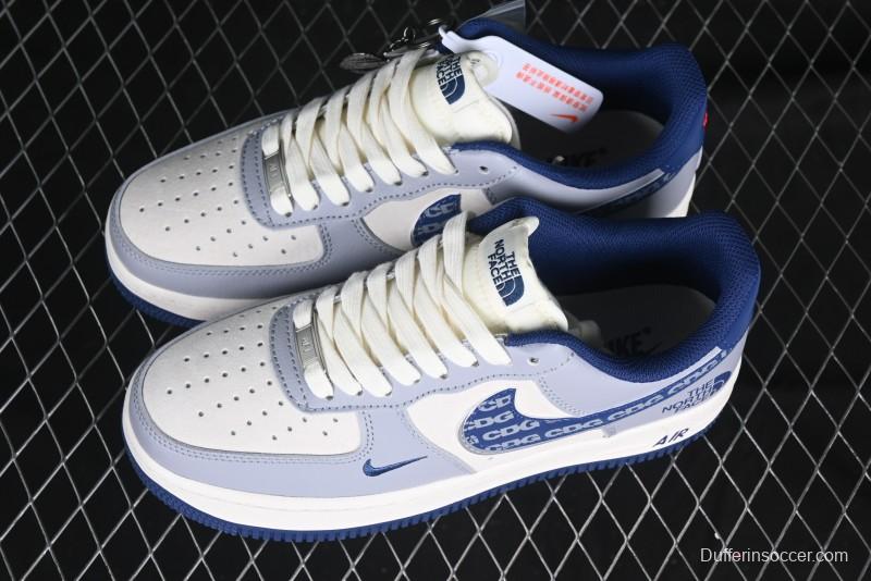 Nike Air Force 1 '07 Low The North Face x CDG Blue Double Swoosh Casual Sneakers - DM6688-019