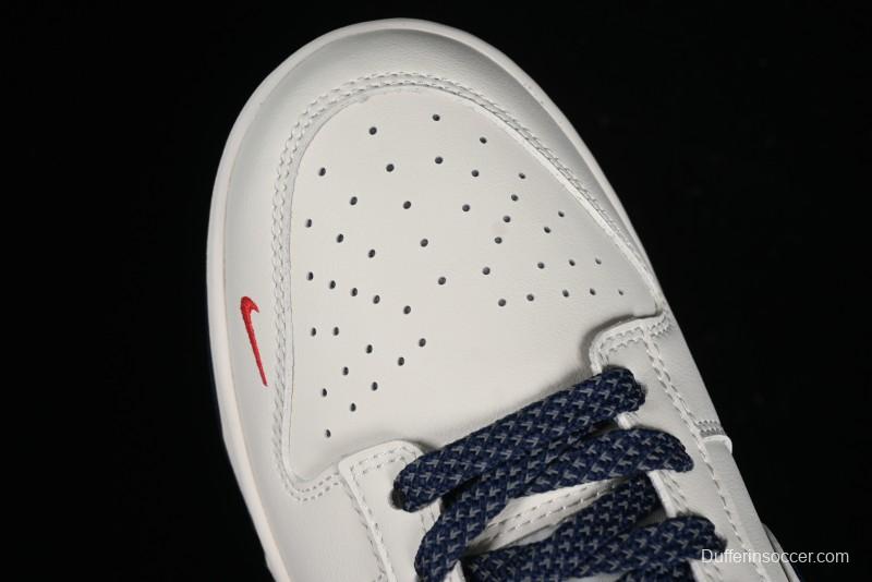 Nike Supreme x SB Dunk Low Balenciaga Collaboration - Off White Blue Canvas Anniversary High-End Custom Low-Top Casual Sneakers - XX2025-310