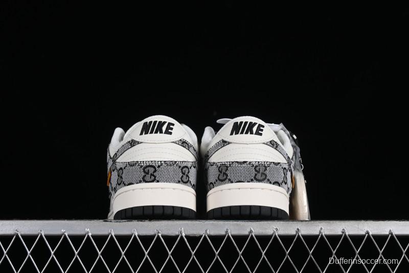 Nike SB Dunk Low Gucci Collaboration - Grey Pattern Anniversary High-End Custom Low-Top Casual Skate Shoes - BB9676-311