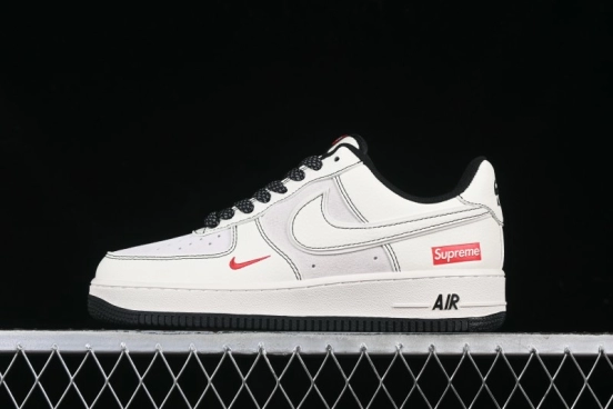 Nike Air Force 1 '07 Low Supreme Collaboration Casual Sneakers with Full-Length Air Cushion - BB7518-012