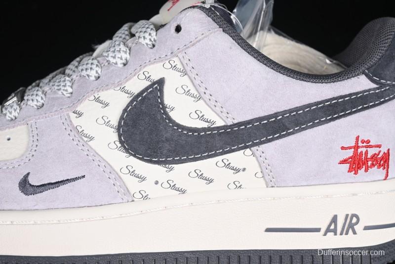 Nike Air Force 1 '07 Low Stussy Collaboration Pig Skin Swoosh Logo Low-Top Casual Sneakers - XS1958-501