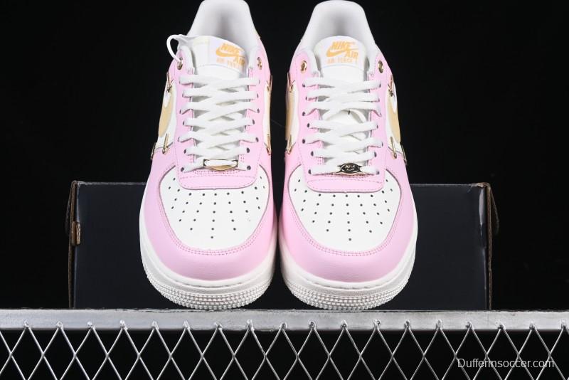 Nike Air Force 1 '07 Low White Pink Swoosh Casual Sneakers - IB2574-600