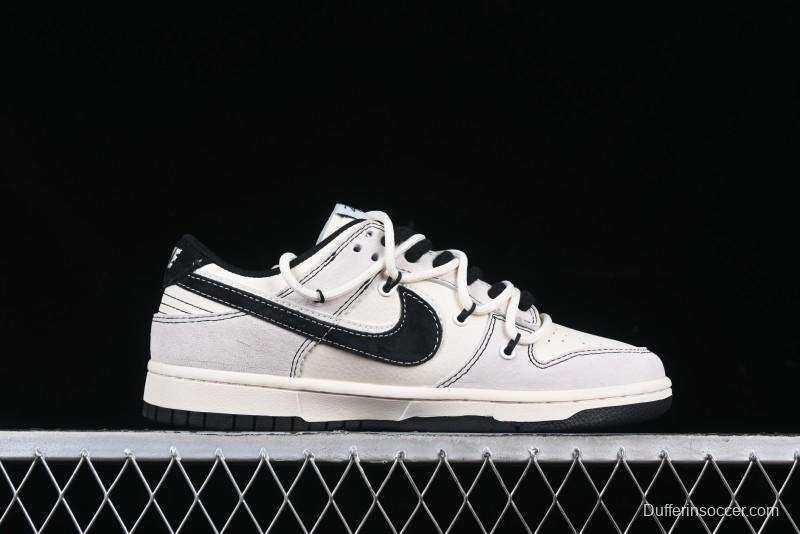 Nike SB Dunk Low Stussy Collaboration Anniversary Edition Lace-Up Beige Grey Black Swoosh Low-Top Casual Skate Shoes - YX5066-242