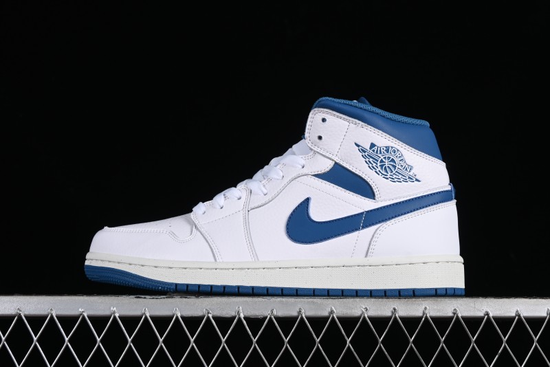 Nike Air Jordan 1 Mid Industrial Blue Basketball Shoes with Air Cushion - FN5215-141