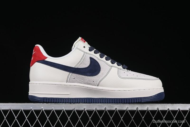 Nike Air Force 1 '07 Low Supreme Collaboration Sneakers with Red Tab and Blue Swoosh - BB7518-021