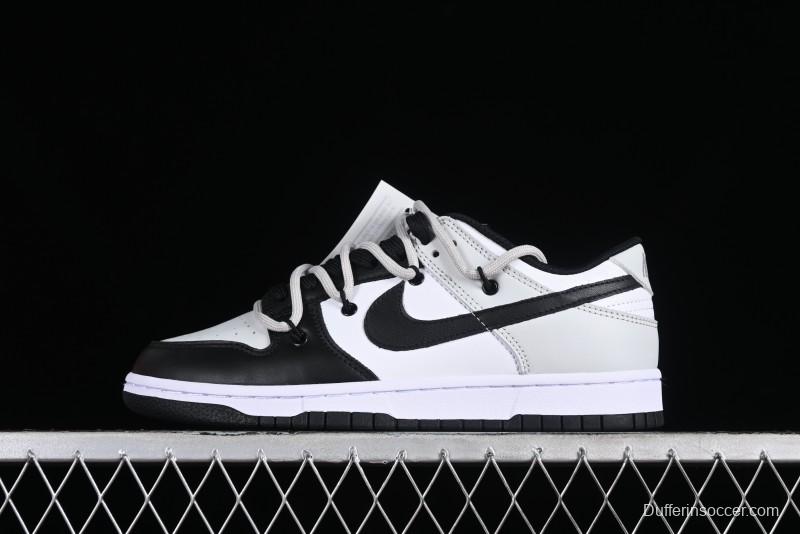 Nike Dunk Low Letter Panda Black Grey High Street Deconstructed SB Strap Low-top Casual Skate Shoes - CW1590-100