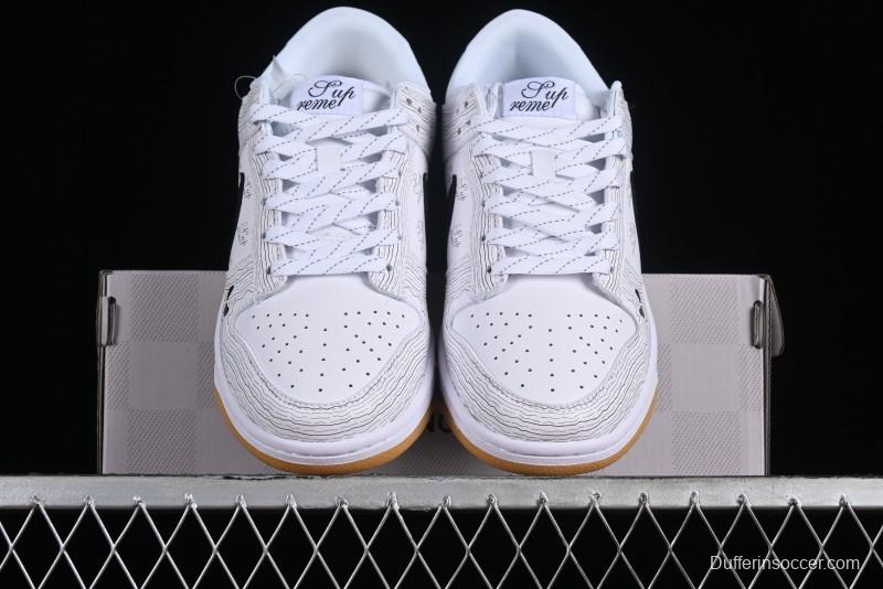 Supreme x Nike Dunk Low SB Casual Skate Shoes with Zoom Air Cushion - XD6188-034