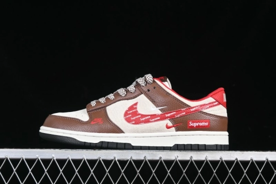 Nike SB Dunk Low Supreme Collaboration Letter Red Hook Anniversary High-End Custom Low-Top Casual Skate Shoes - DJ2024-096