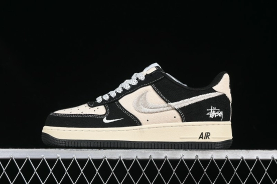 Nike Air Force 1 '07 Low Stussy Collaboration Beige Black Low-Top Casual Sneakers - XZ6188-762