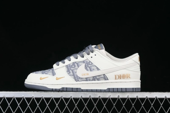 Nike SB Dunk Low Dior x Stone Island Triple Collaboration - Anniversary High-End Custom Low-Top Casual Sneakers - DM6868-043