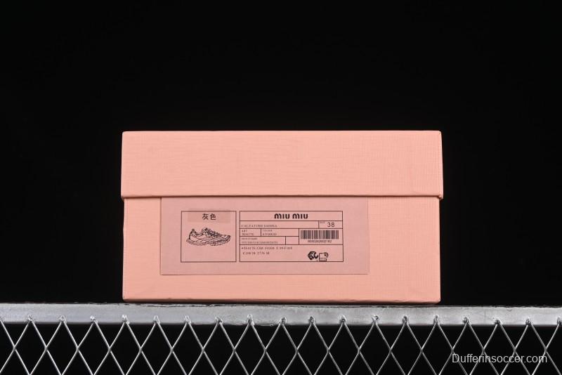 Miu Miu Suede Round Toe Lace-Up Low Top Women's Casual Shoes - 99D4