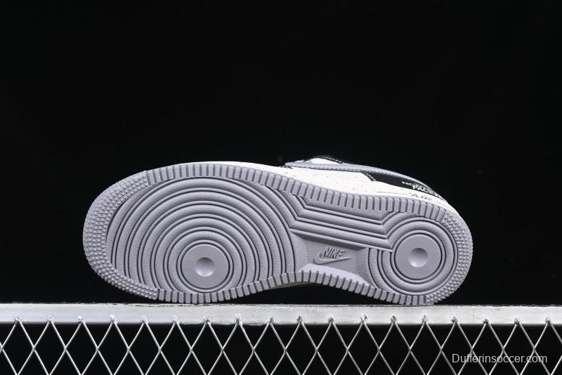 Nike Air Force 1 '07 Low The North Face Collaboration Black Grey Double Swoosh Casual Sneakers - DM6688-020