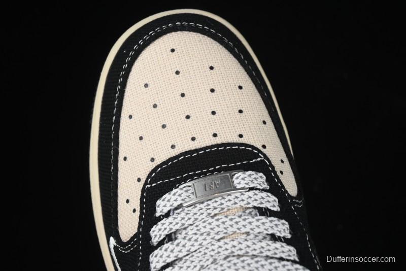 Nike Air Force 1 '07 Low Stussy Collaboration Beige Black Low-Top Casual Sneakers - XZ6188-762