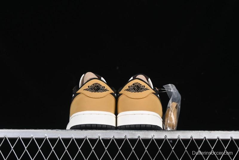 Nike Air Jordan 1 Low OG AJ1 White Yellow Black Swoosh Casual Sneakers - CZ0790-107