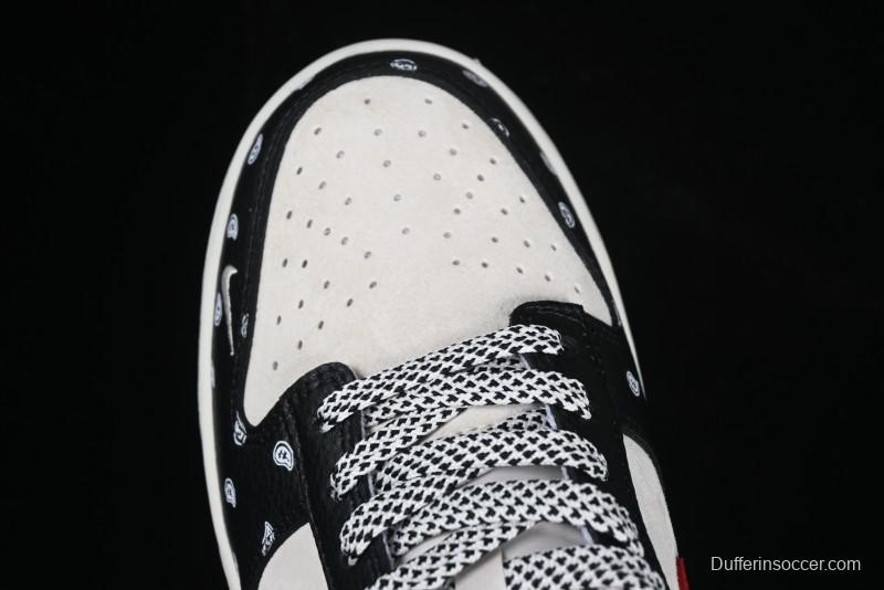 Nike SB Dunk Low Edison Chen Collaboration Graffiti Red Swoosh Anniversary Custom Low-Top Casual Skate Shoes - DJ2024-101