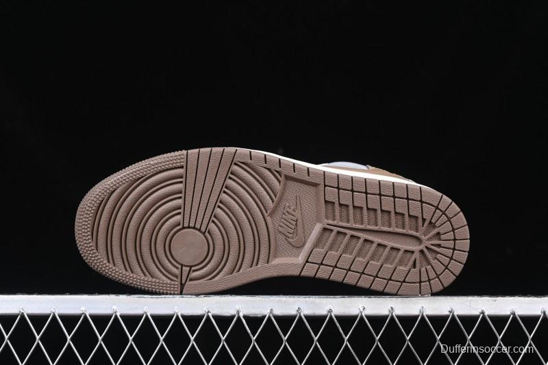 Nike Travis Scott x Fragment Design x Air Jordan 1 Low OG SP AJ1 Bape Collaboration Tea Brown Low-Top Casual Sneakers - BB6511-627