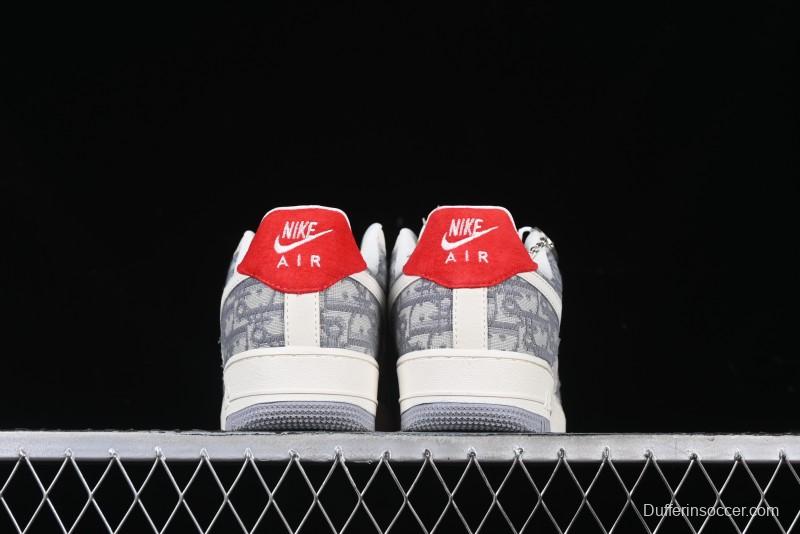 Nike Air Force 1 '07 Low Dior Collaboration - Grey Pattern Low-Top Casual Sneakers - DF0188-021