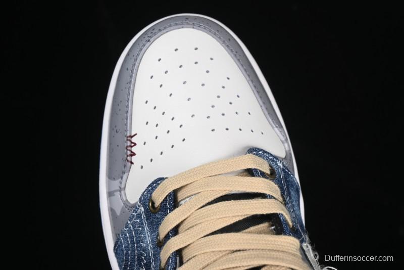 Nike Air Jordan 1 Low Retro Basketball Shoes Panda Prank Surf Fishing Overfishing Blue Brown Gray - 553558-140