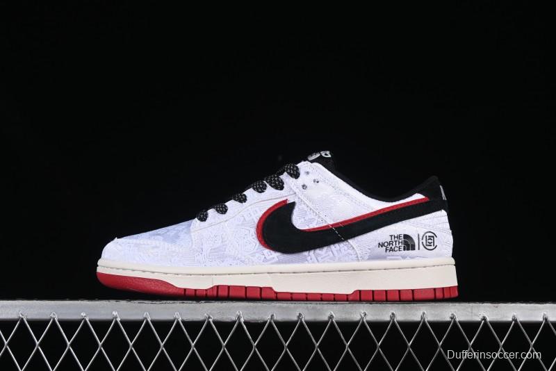 Nike SB Dunk Low The North Face x Edison Chen Triple Collaboration White Silk Black Red Hook Anniversary High-End Custom Low-Top Casual Sneakers - DM6868-041