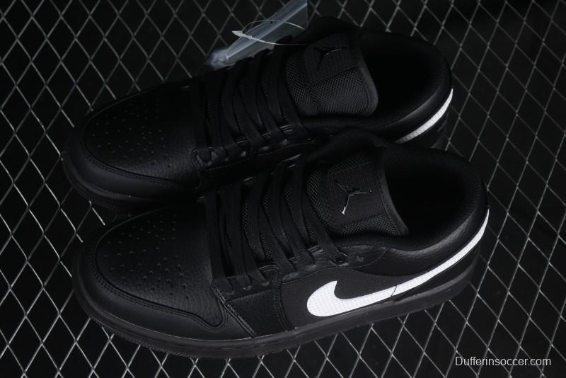 Nike Air Jordan 1 Low AJ1 Basketball Shoes in Black and White Canvas and Leather - HV5968-001