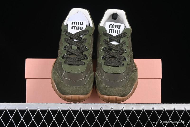 Miu Miu Suede Round Toe Lace-Up Low Top Women's Casual Shoes - 99D4